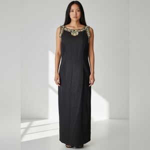 VTG Jessica Howard Dress Sz‎ 8 Linen Seashell Embroidered Nautical Resort Cruise
